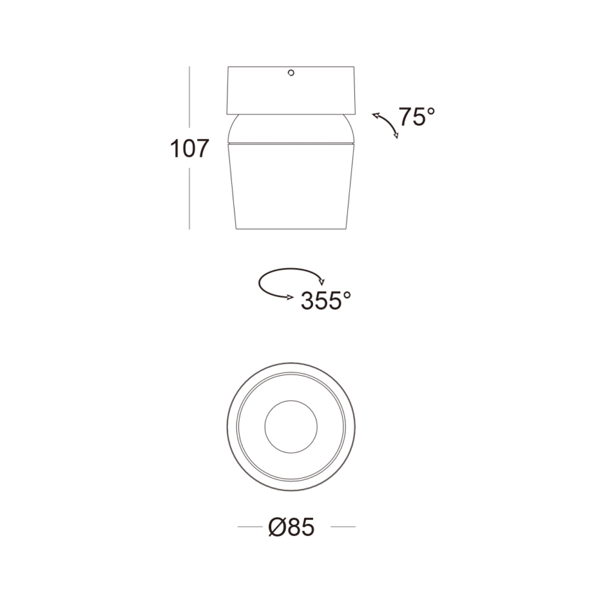Close-up view of the LED Recessed Adjustable Spotlight (Rotation 355°), showcasing its sleek and modern design.