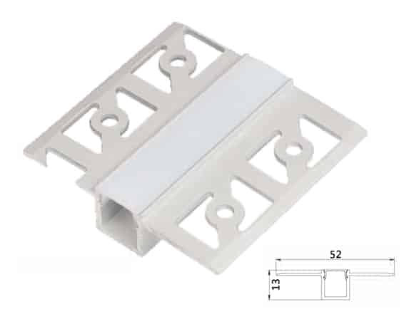 RHEALE304 slim aluminium LED profile 52x13mm installed in ceiling cove lighting